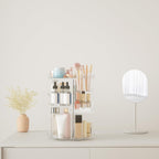 360° Rotating Makeup Organiser -- Clear Acrylic Vanity Storage with 8 Adjustable Layers